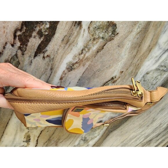 Fossil Preston Floral Canvas and Leather Crossbody‎ Flap Bag Purse Shoulder - Picture 5 of 12